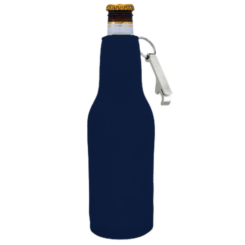Zipper Beer Bottle Coolie w/Opener (Small Order)